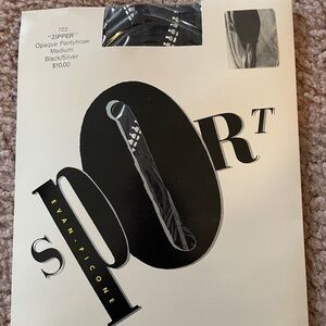 Evan-Picone black opaque “zipper” pantyhose